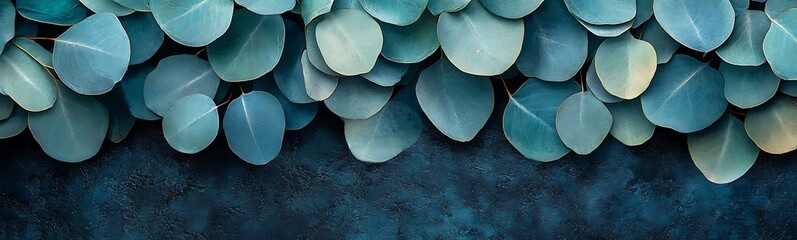 Poster - A serene arrangement of green leaves against a dark background creates a calming and natural aesthetic.