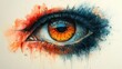 © furyon - creepy eyeball rendered in watercolor style featuring intricate details and an eerie color palette perfect for halloweenthemed illustrations or dark fantasy art