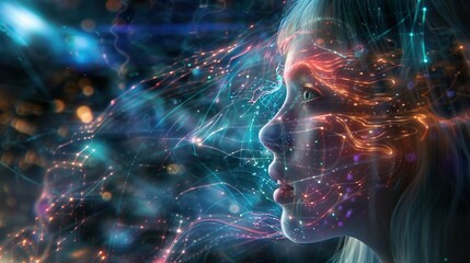 Wall Mural - abstract digital art: glowing lines and patterns