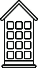 Poster - Simple line art icon of a building with roof windows representing an office workplace