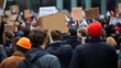 © Ralfy Art - A crowd of protesters holding signs and banners with bold anti-government slogans