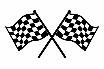 two crossed checkered Flag NASCAR Racing flag, sports finish line flag silhouette vector 