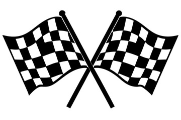 two crossed checkered Flag NASCAR Racing flag, sports finish line flag silhouette vector 