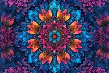 Sticker - Colorful floral mandalas with intricate designs come together, providing a vibrant and captivating visual experience. Generative AI