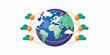 © GG Kenji - Glossy Globe with Cloud Connections: Camera Captures a Global Development Concept Showcasing Cloud Technology on Plain Background with Copy Space for Stock Photo Use