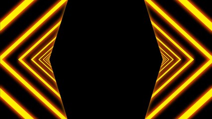 Yellow stripes animate motion on black background stage. footage 4k