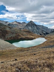 Lake in autumn the mountain 