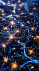 Wall Mural - vibrant futuristic city with glowing data flow