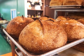 Fresh homebaked artisan sourdough bread.