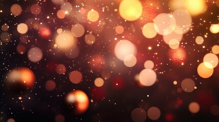 Wall Mural - golden bokeh lights on festive background