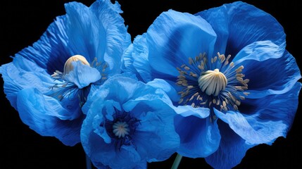 Wall Mural - poppy blue poppies