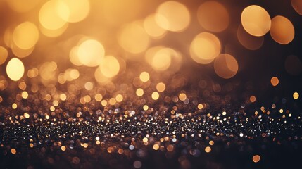 Wall Mural - golden bokeh lights sparkling background for festive atmosphere