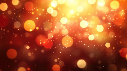 Wall Mural - warm bokeh lights background with vibrant orange red hues