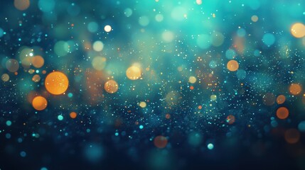 Wall Mural - Enchanting abstract blue orange bokeh lights background