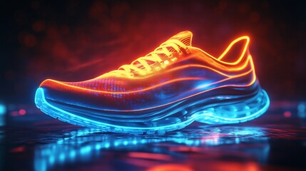 Futuristic running shoe with neon lights.