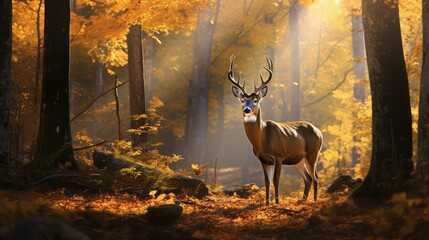 Poster - deer fall wood