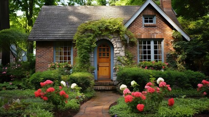 Poster - rustic brick house exterior