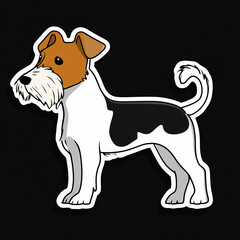 Sticker - Wire Fox Terrier Dog With Head Cocked To One Side Looking Curious and Alert