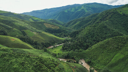 Wall Mural - Landscape of a beautiful mountain river in northern Thailand