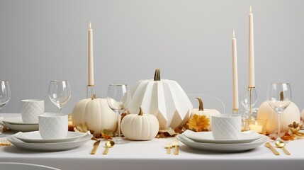 Wall Mural - modern white pumpkin table