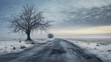 Wall Mural - car winter no snow road