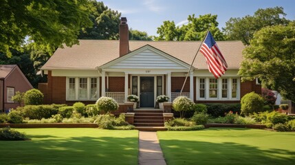 Canvas Print - manicured small american house