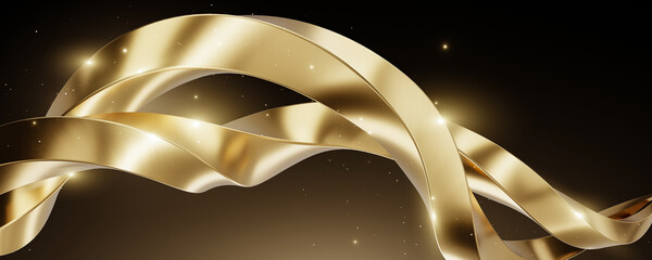 Wall Mural - a gold ribbon with a shiny, reflective surface