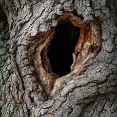 Wall Mural - A close-up of a tree hollow, its opening forming a natural cave in the bark