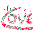 © Kaew AH - Abstract Love Typography with Red and Green Marble Swirl Pattern