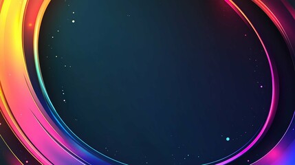 Abstract background with rainbow circle line on dark blue. Modern design background in modern futuristic style, generative ai