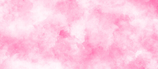 Wall Mural - Acrylic shinny pink flowing ink grunge texture, white clouds on pink soft watercolor paper texture, Soft pink clouds texture with white tiny clouds, Beautiful and smooth soft blurred pink texture.