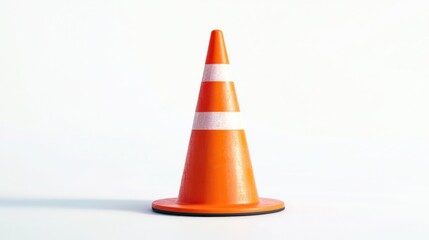 Orange Traffic Cone on White Background