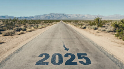 A road with a sign that says 2025