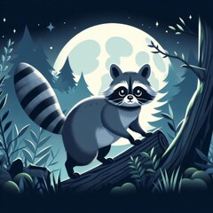 Sticker - raccoon in the forest