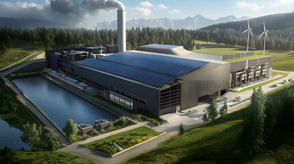 An alternative energy power plant combining solar wind and biomass technologies to provide clean energy