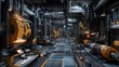 © Ariestia - Futuristic Industrial Corridor with Yellow and Gray Machinery