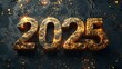 © kayudamar - 2025 Golden Textured Numbers on a Dark Background