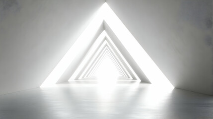Wall Mural - abstract white triangular corridor leading to light