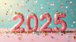 © Anna - Celebratory 2025 Year with Confetti on Pastel Background