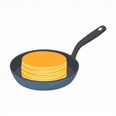 pancakes in a pan illustration isolated on white