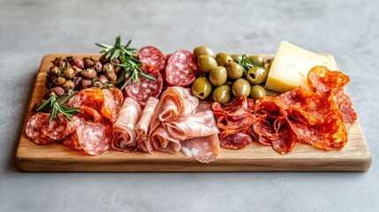 Poster - Fresh Charcuterie Board with Meats and Olives