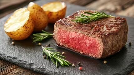 Delicious Steak with Roasted Potatoes and Herbs