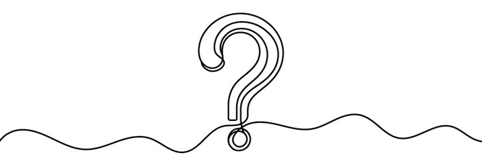 Wall Mural - Continuous linear drawing of question mark. One line drawing background. Vector illustration. Question mark in one line style.