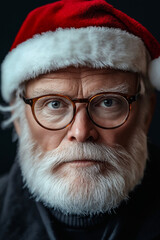 Canvas Print - A man wearing a santa hat and glasses