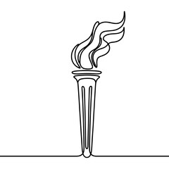 Poster - continuous line drawing of the olympic torch. single line drawing of the olympic torch. line art of 