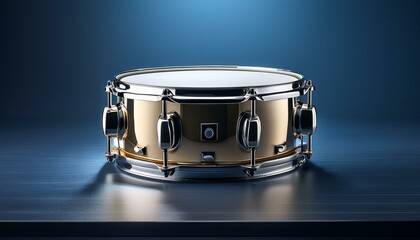 A crisp snare drum mounted on a drum kit on clean background