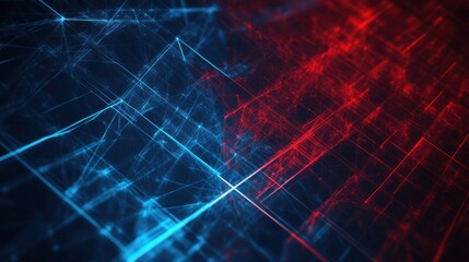 Abstract technology background with glowing lines and dots.