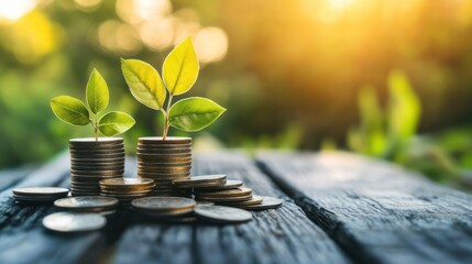 Eco-friendly investment strategies illustrated as both profitable and beneficial for the environment, driving positive change through responsible finance, illustrations