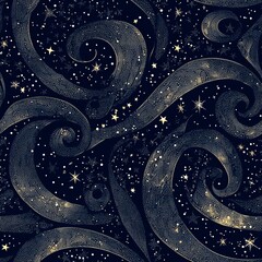 Wall Mural - seamless pattern of fractal spirals decorated with tiny stars