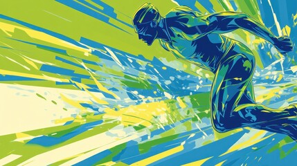 Poster - A dynamic illustration of a runner in motion, emphasizing speed and energy through colors.